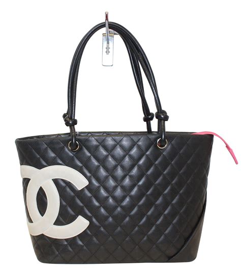 chanel cambon line large tote bag leather|Chanel quilted shopping tote.